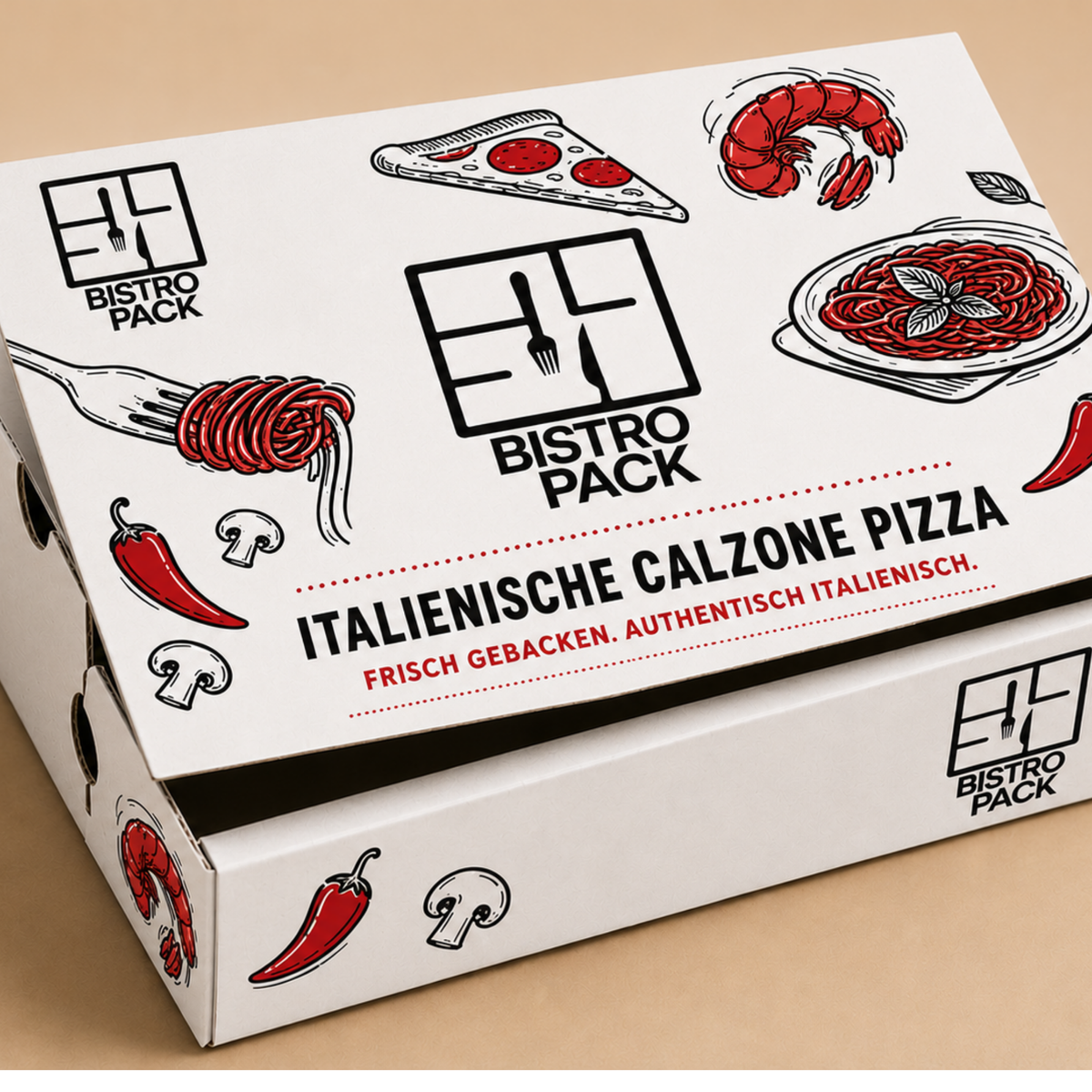 Kişiselleştirilmiş ve özel baskılı Calzone kutuları, sınırsız boydan boya baskı