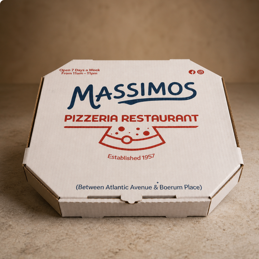 Personalisierte und individuell bedruckte Pizzakartons mit einfachem Druck in 1-3 Farben