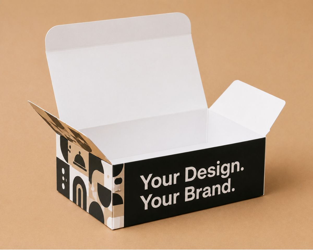 Personalisierte und individuelle Take-away-Verpackungen (Menüboxen) mit unbegrenztem vollflächigem Druck