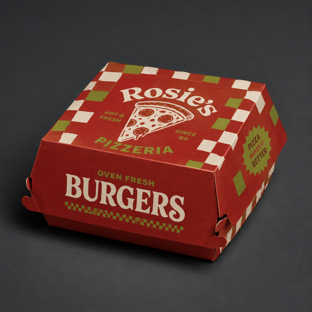 Personalisierte und individuell gestaltbare Classic-Burger-Boxen, vollflächiger Druck ohne Begrenzung