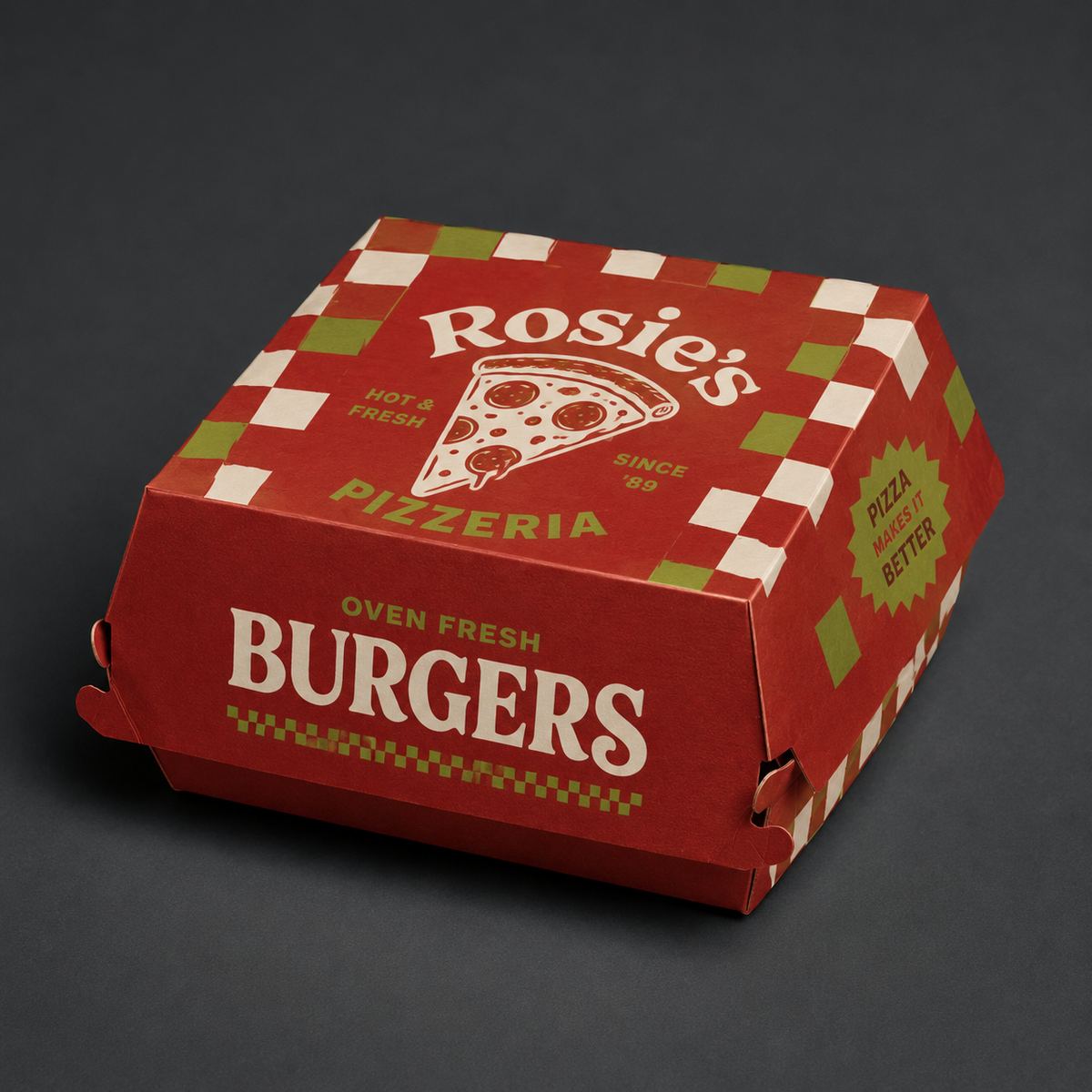 Personalisierte und individuell gestaltbare Classic-Burger-Boxen, vollflächiger Druck ohne Begrenzung
