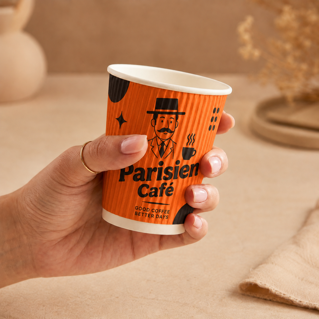 Personalized Waffle Ripple Paper Cups with custom print
