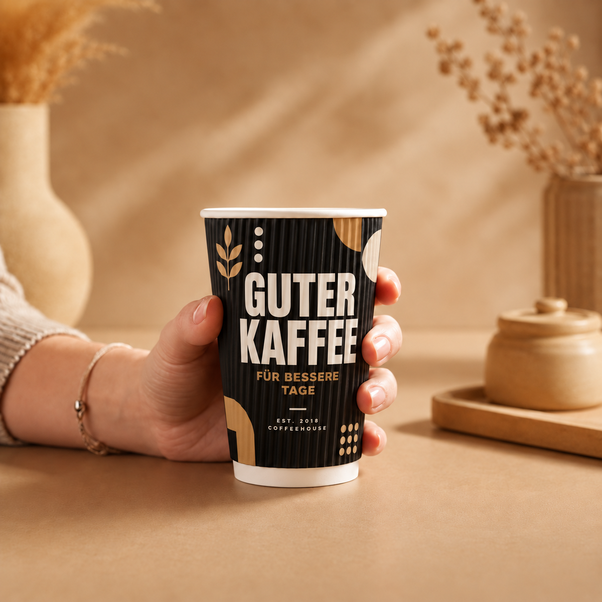 Personalized Waffle Ripple Paper Cups with custom print