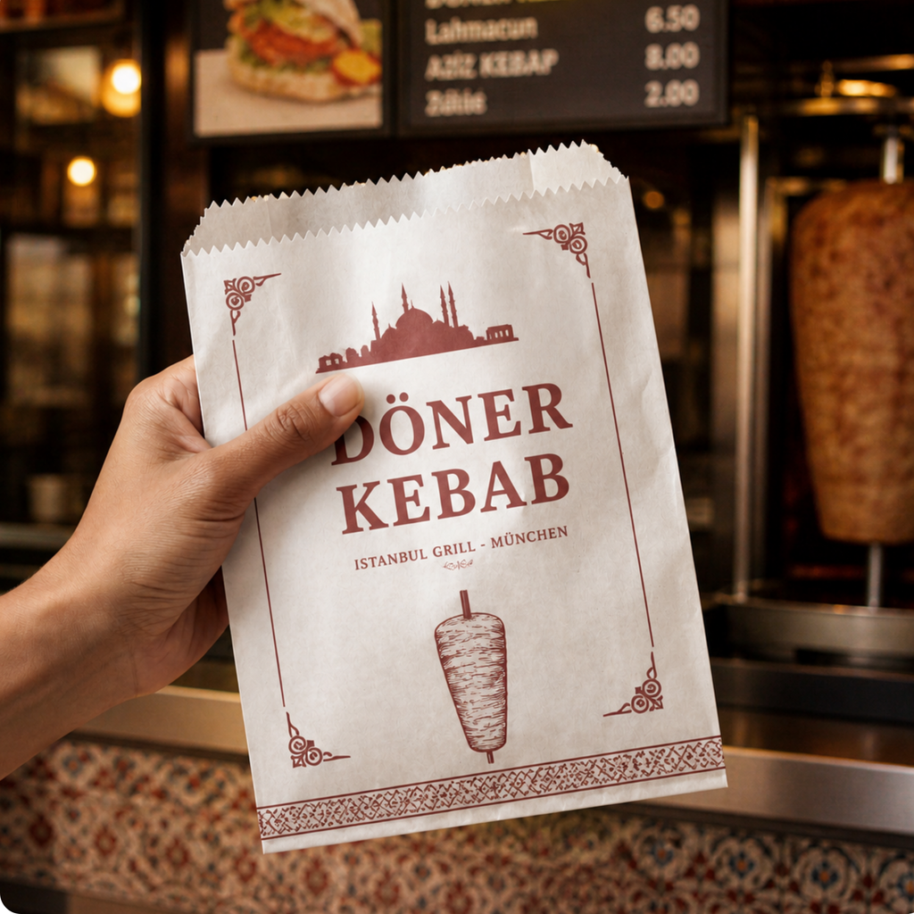 Personalisierte und individuell bedruckte Einschlagpapiere für Burger / Döner / Sandwiches / Backwaren