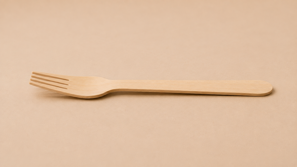 Standard, unbedruckte, nachhaltige Einweggabeln aus Holz