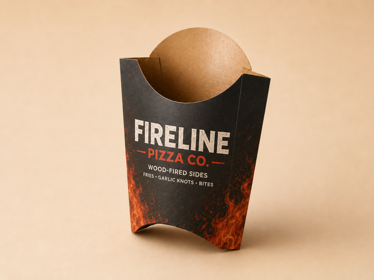 Personalisierte und individuelle Pommes-Frites-Schachteln (Scoops) mit unbegrenztem Allover-Druck