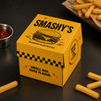 Personalisierte und individuell gestaltete, kubische Burger-Schachteln als stabile Boxen, mit vollflächigem Druck ohne Einschränkungen