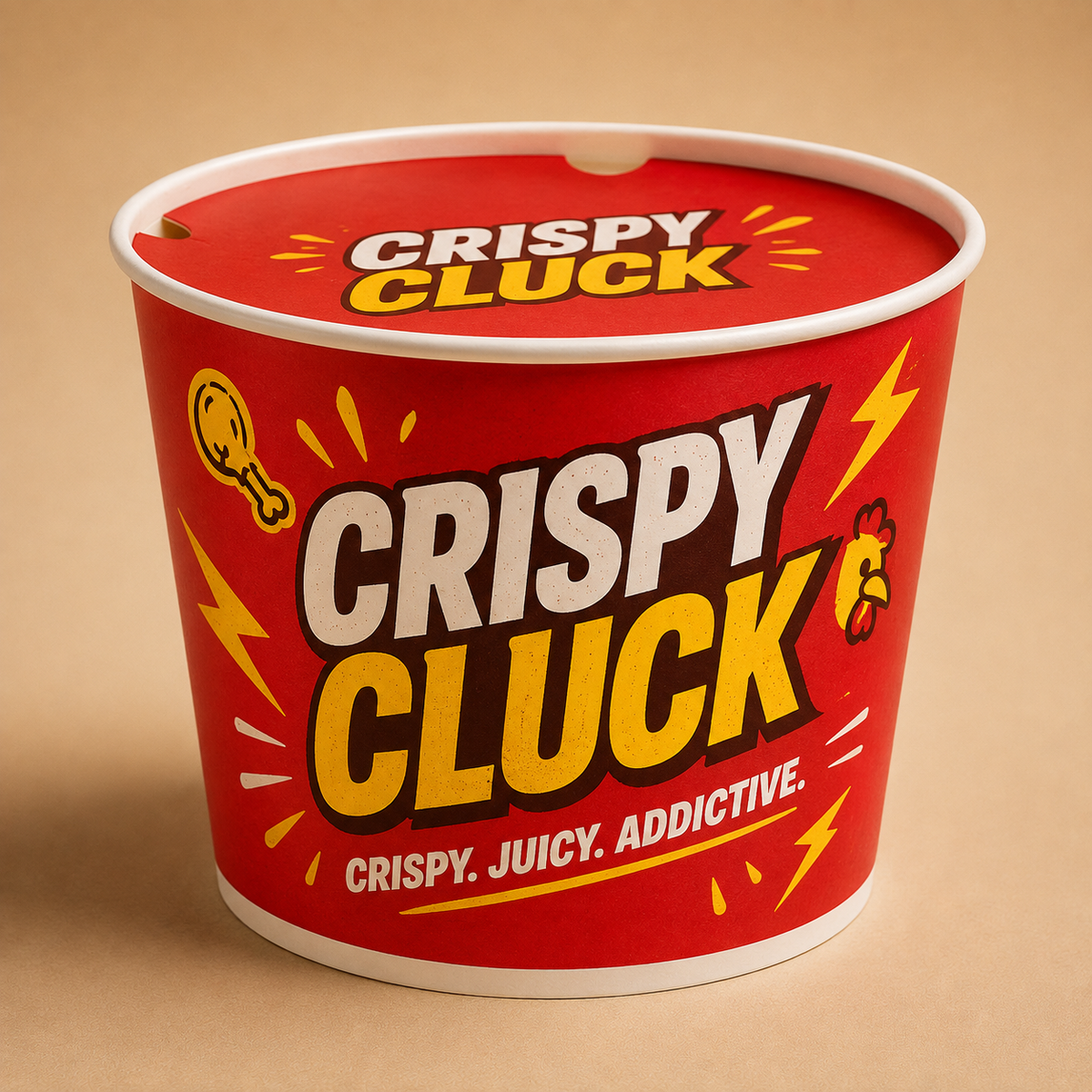 Personalisierte und individuell gestaltbare Chicken-Buckets, vollflächiger Druck ohne Limit