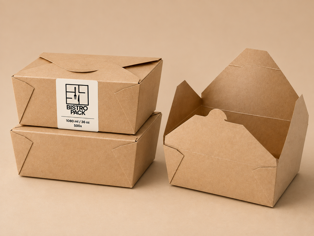 Standardmäßige, unbedruckte Eco-Kraft-Takeaway-Boxen, ohne Namen/ohne Design