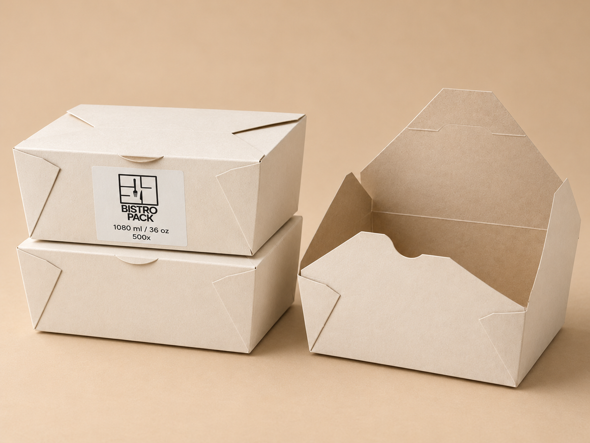 Standardmäßige, unbedruckte Eco-Kraft-Takeaway-Boxen, ohne Namen/ohne Design