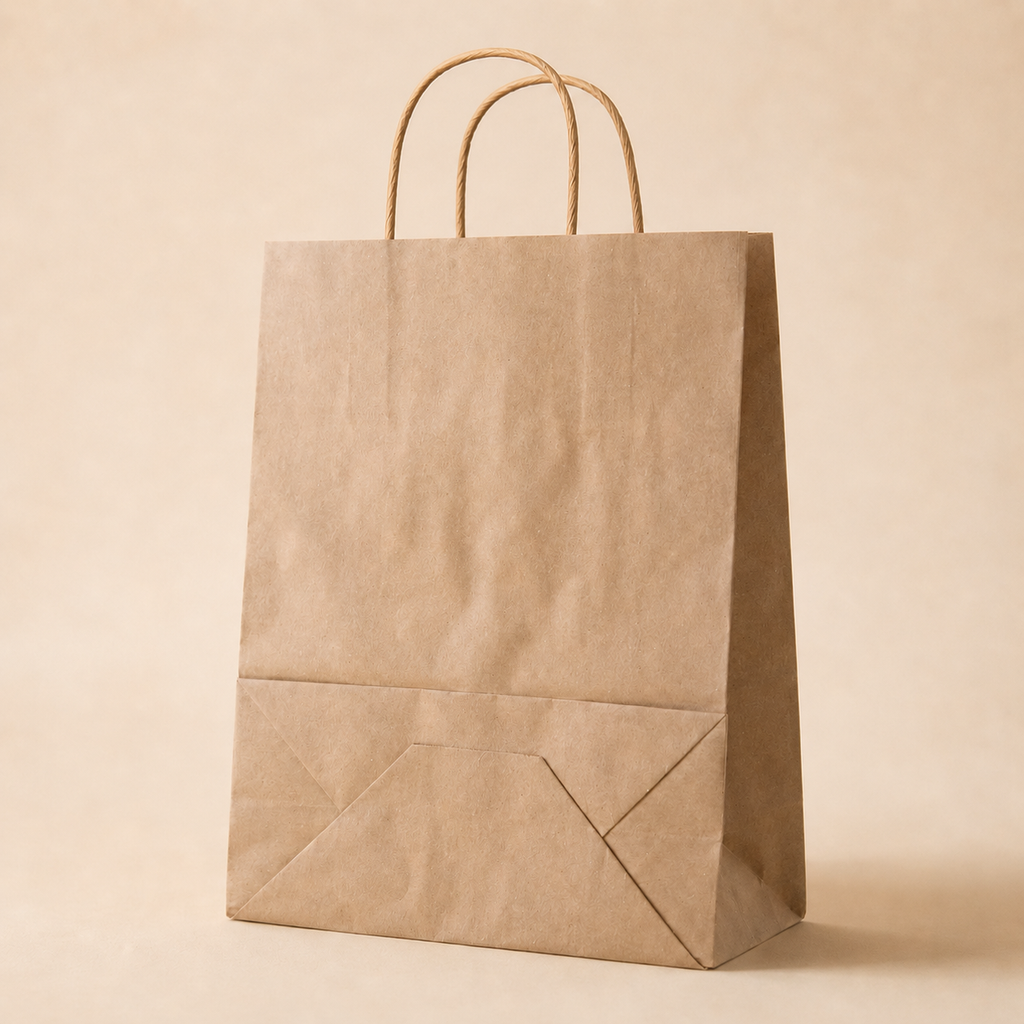 Standardmäßige, unbedruckte Papiertragetaschen zum Mitnehmen, ohne Namen / ohne Design