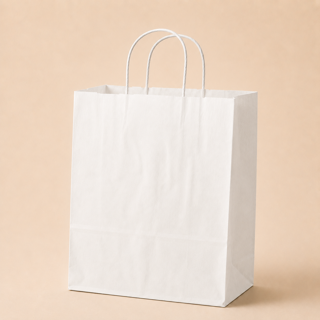 Standardmäßige, unbedruckte Papiertragetaschen zum Mitnehmen, ohne Namen / ohne Design