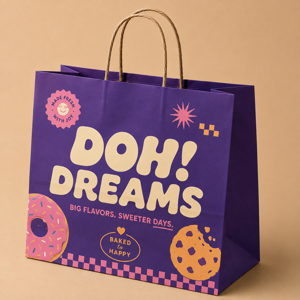Personalisierte und individuelle Papiertragetaschen mit unbegrenztem All-over-Druck