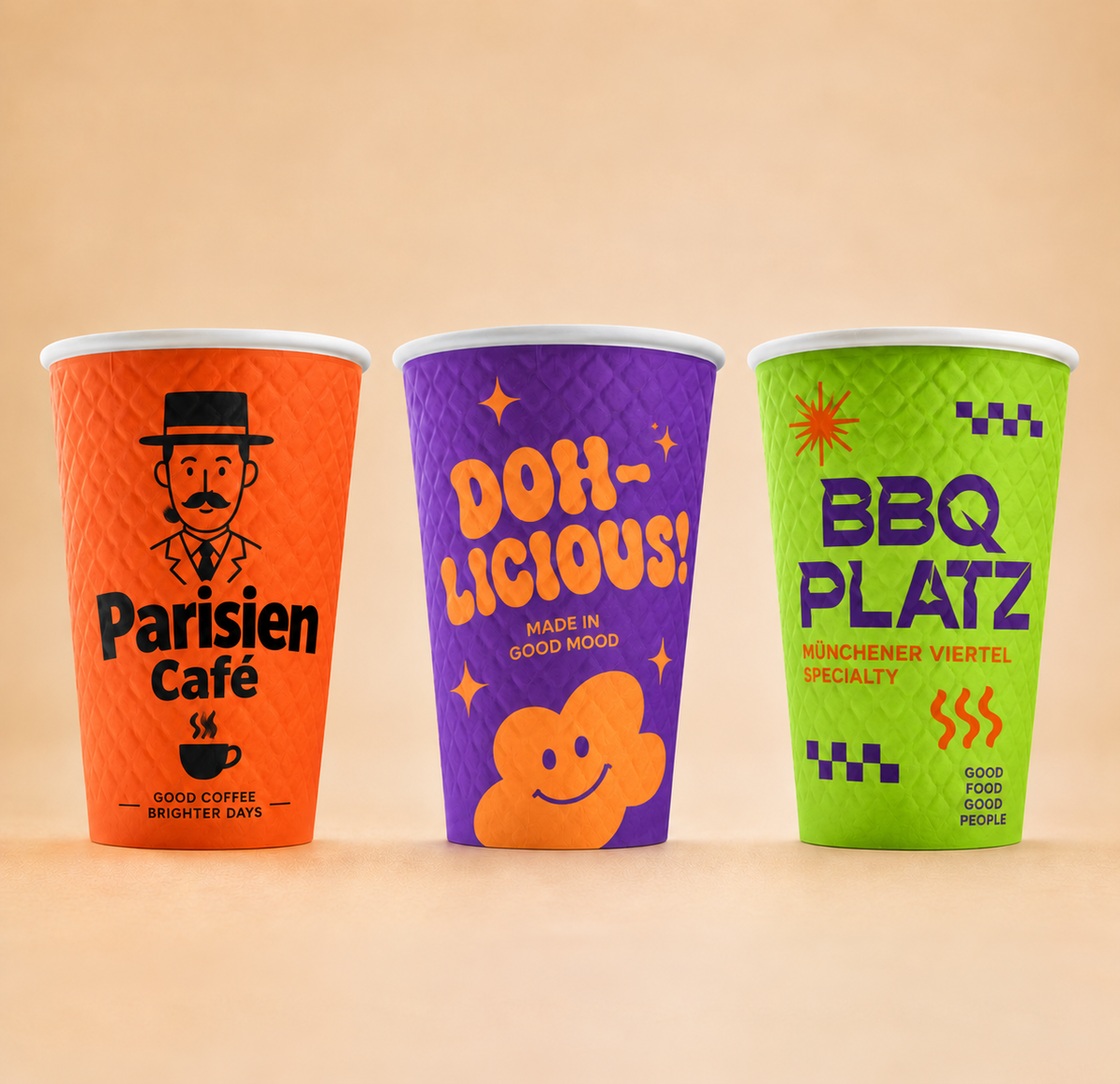 Personalized Waffle Ripple Paper Cups with custom print